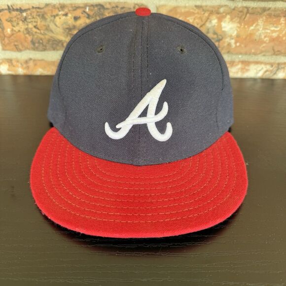New Era Other - Atlanta Braves Hat Cap New Era Size‎ 7 Fitted. 59Fifty. Navy and Red